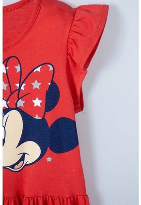 Vestido De Minnie Mouse Manga Sisa Rojo Para Niña 6