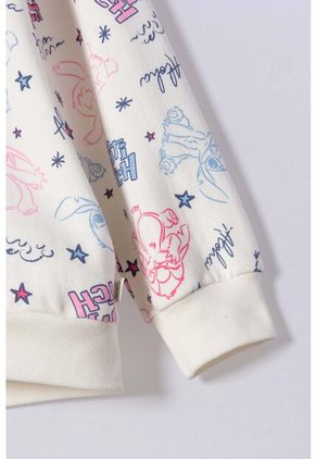 Chaqueta De Stitch Marfil Con Capucha Para Niña 4