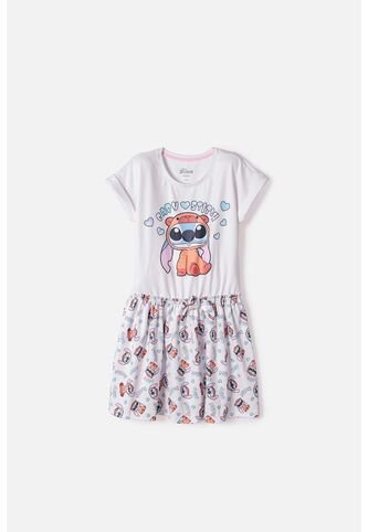 Vestido De Stitch Y Capybara Manga Corta Multicolor Para Niña 4 Disney