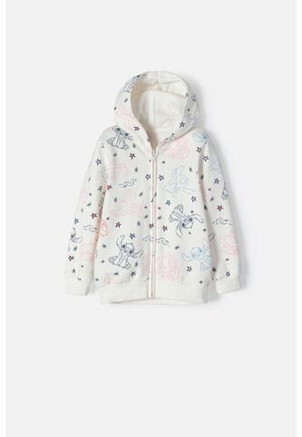 Buzo De Stitch Marfil Con Capucha Para Niña 2T A 5T 4T Disney