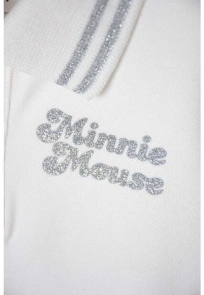 Camiseta Tipo Polo De Minnie Mouse Marfil Para Niña 2T A 5T 3T