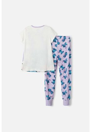 Pijama De Stitch De Pantalón Largo Marfil Y Lila Para Niña 6