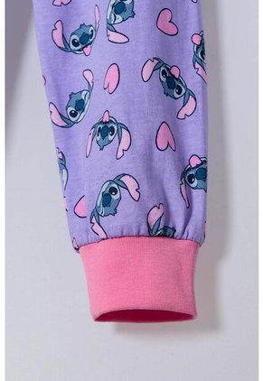 Pijama De Stitch Multicolor De Manga Corta Para Niña 2T A 5T 4T