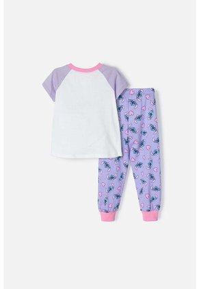 Pijama De Stitch Multicolor De Manga Corta Para Niña 2T A 5T 4T