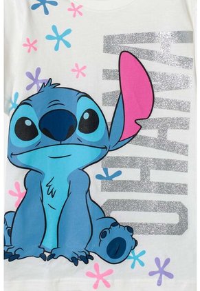 Camiseta De Stitch Marfil De Manga Corta Para Niña 10