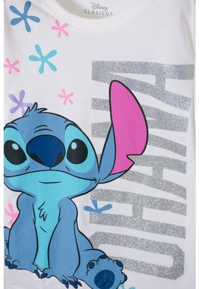 Camiseta De Stitch Marfil De Manga Corta Para Niña 10