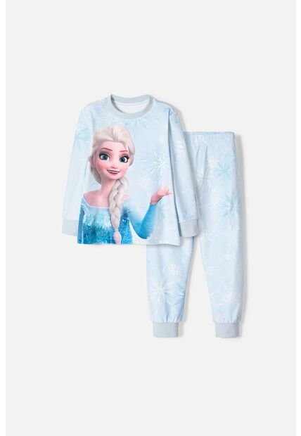 Pijama De Frozen Pantalón Largo Azul Para Niña 2T A 6T 2T