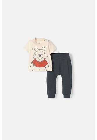 Conjunto Winnie The Pooh Caqui Y Gris Para Bebé Niño 6-9 Disney