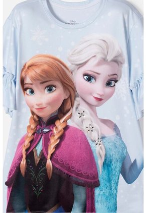Camiseta De Frozen Manga Corta Azul Cielo Para Niña 8
