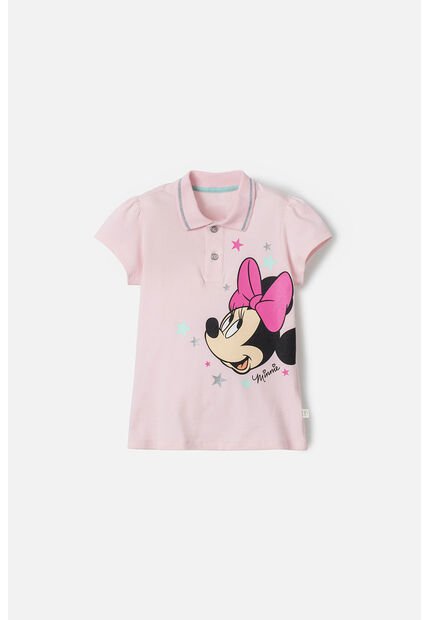 Camiseta De Minnie Mouse Rosada Tipo Polo Para Niña 4