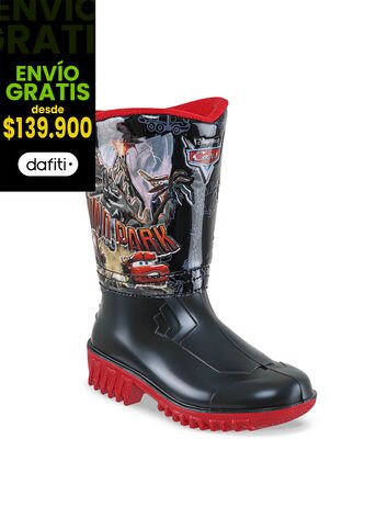 Botas Lluvia Sherman Cars Negro-Rojo Para Niño Disney Disney