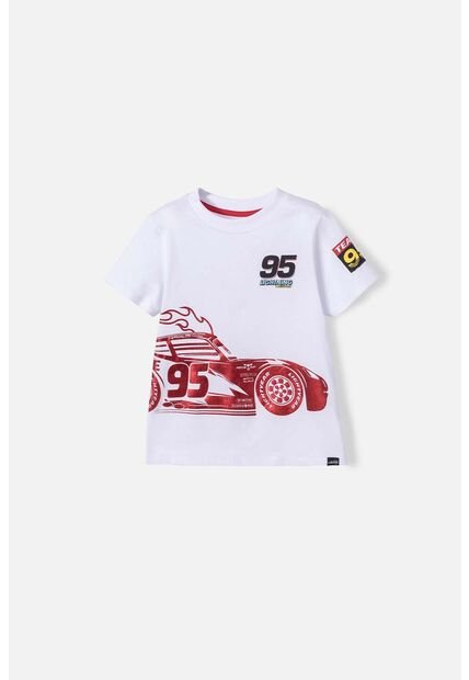 Camiseta De Cars Manga Corta Blanca Para Niño 2T A 5T 5T