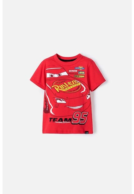 Camiseta De Cars Manga Corta Rojo Para Niño 2T A 5T 3T
