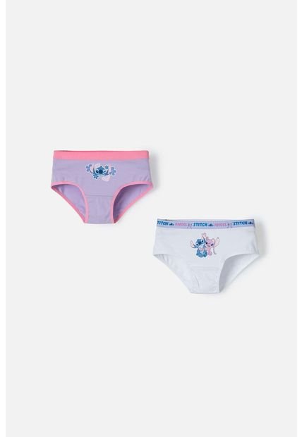 Pack X2  Panties De Stitch Lavanda Y Blanco Para Niña 4