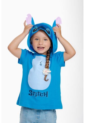 Camiseta De Stitch Con Capucha Azul Para Niña 2T A 5T 2T Disney