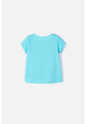 Camiseta De Frozen Manga Corta Azul Para Niña 2T A 5T 4T