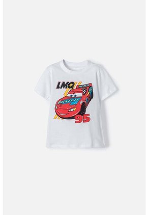 Camiseta De Cars Manga Corta Blanca Para Niño 2T A 5T 3T