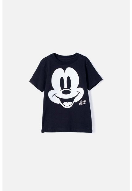 Camiseta De Mickey Mouse Manga Corta Negro Para Niño 2T A 5T 5T