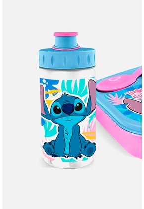 Set De Porta, Cubierto Y Botella Azul/rosado De Stitch U