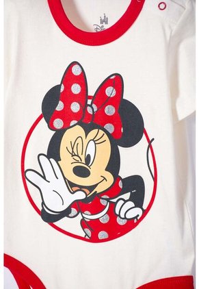 Body De Minnie Mouse Manga Corta Marfil Para Bebé Niña 3-6