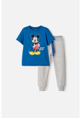 Conjunto De Mickey Mouse Azul Y Gris De Pantalón Largo Para Niño 2T A 5T 4T Disney