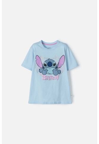 Camiseta De Stich Azul Con Brillo Para Niña 4 Disney