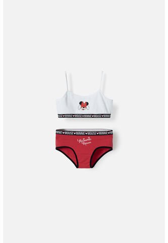 Conjunto De Top Y Panty De Minnie Mouse Blanco Y Rojo Para Niña 10 Disney