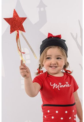 Body De Minnie Mouse Manga Corta Negro Y Rojo Para Bebé Niña 12-18