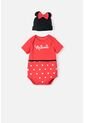 Body De Minnie Mouse Manga Corta Negro Y Rojo Para Bebé Niña 9-12 de Disney