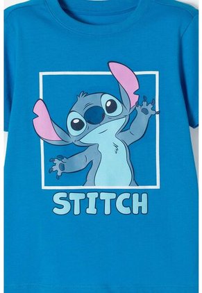 Camiseta De Stitch Manga Corta Azul Para Niña 2T A 5T 4T