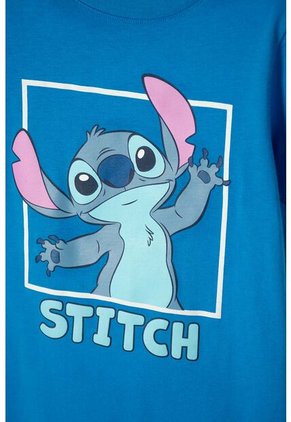 Camiseta De Stitch Manga Corta Azul Para Niña 2T A 5T 4T