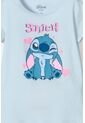 Camiseta De Stitch Manga Corta Azul Para Niña 12 de Disney
