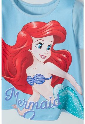 Camiseta De La Sirenita Manga Corta Azul Para Niña 2T A 5T 4T