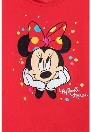 Camiseta Minnie Mouse Manga Corta Roja Para Niña 8
