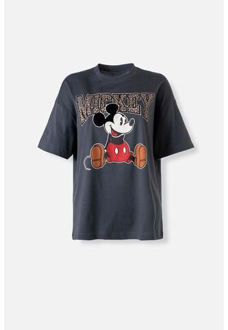 Camiseta De Mickey Mouse Manga Corta Gris Para Mujer L Disney