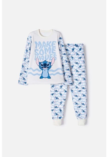 Pijama De Stitch Con Pantalón Marfil Para Niña 12