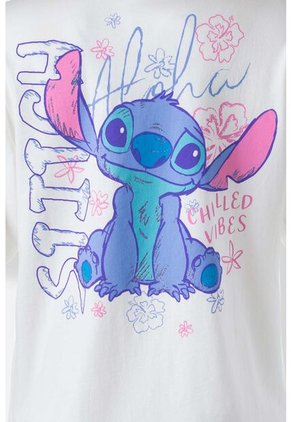 Camiseta De Stitch Marfil Regular Fit Para Mujer XS