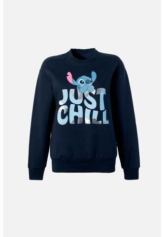 Buzo De Stitch Azul Oscuro De Diseño Cerrado Para Mujer M Disney