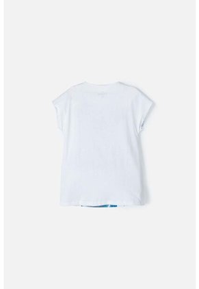 Camiseta De Frozen Manga Corta Blanca Y Azul Para Niña 4