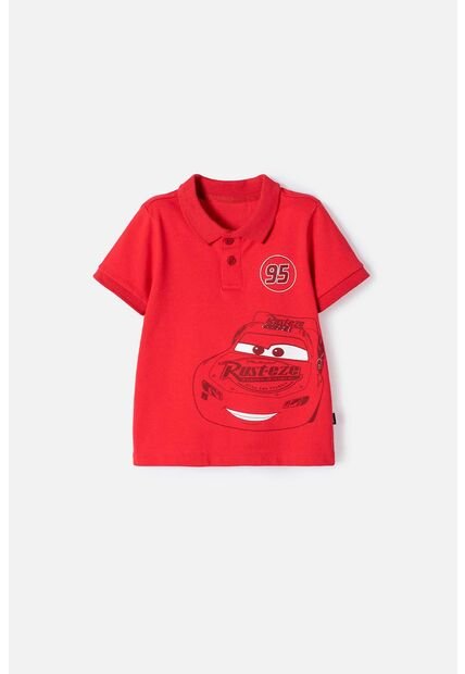 Camiseta Tipo Polo De Cars Rojo Para Niño 2T A 5T 3T