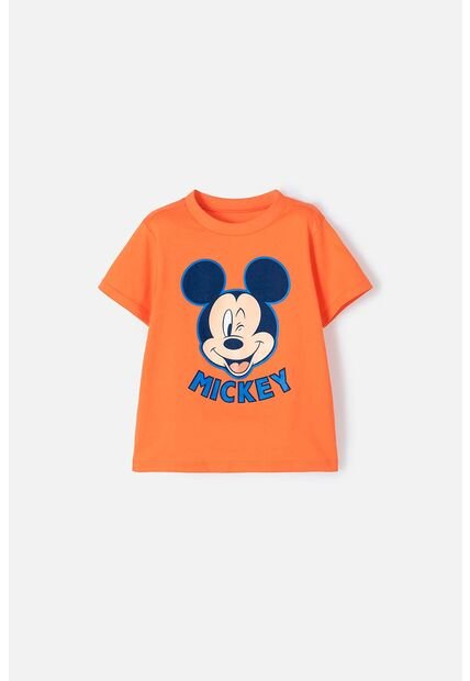 Camiseta De Mickey Mouse Manga Corta Naranja Para Niño 4T