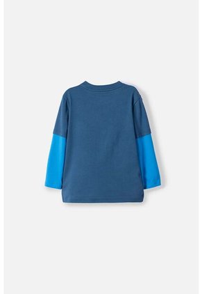 Camiseta De Mickey Mouse Azul Manga Larga Para Niño 2T A 5T 5T