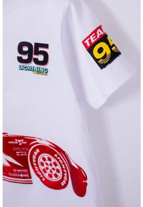 Camiseta De Cars Manga Corta Blanca Para Niño 2T A 5T 3T