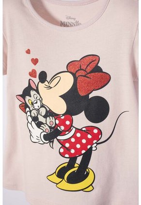 Camiseta De Minnie Mouse Manga Corta Rosado Para Niña 2T A 5T 3T