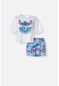 Pijama De Stitch Blanca Y Multicolor De Pantalón Corto Para Mujer S de Disney