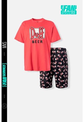 Pijama De Los Simpson De Pantalón Corto Rojo Y Negro Para Hombre M