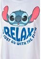 Pijama De Stitch Blanca Y Multicolor De Pantalón Corto Para Mujer S de Disney