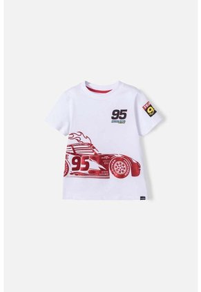 Camiseta De Cars Manga Corta Blanca Para Niño 2T A 5T 4T
