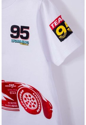 Camiseta De Cars Manga Corta Blanca Para Niño 2T A 5T 4T