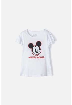Camiseta De Mickey Mouse Manga Corta Blanca Para Niña 4